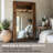 74.8"Rectangular glass mirror with brown pearwood frame, a dressing mirror-591663051