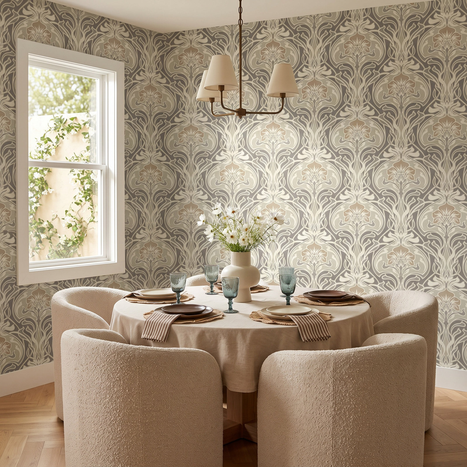 Paintable Wallpaper Roll, Gray