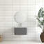 Meuble-lavabo flottant gris d'une largeur de 24 pouces, lavabo en céramique blanche, poignée à 45 angles, tiroir à fermeture en douceur, structure imperméable, rangement spacieux pour les articles de toilette, design américain, petite salle de bain idéale,-1459964476