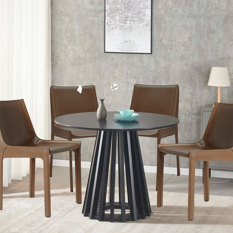 Table à manger ronde en bois Arrastia de 39 po | Aria-Home, Noir