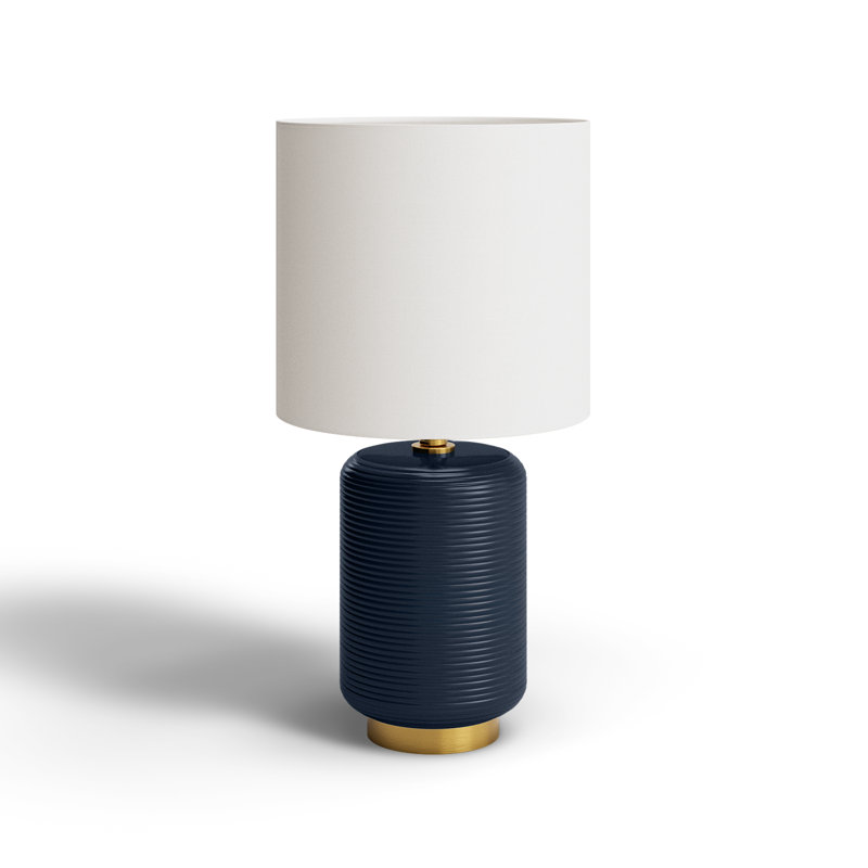 Gracie Table Lamp, Matte Navy/Brushed Brass