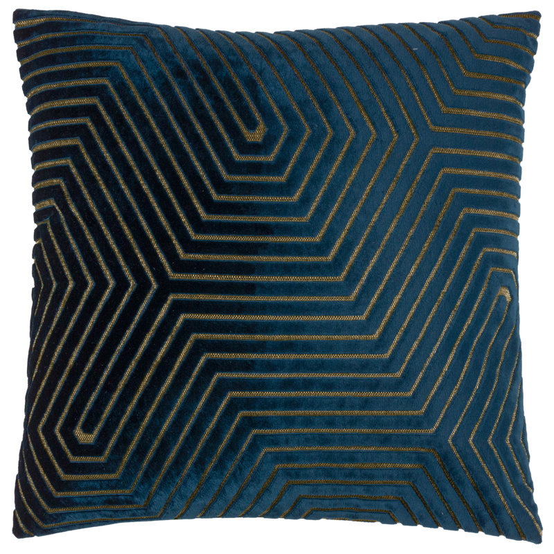 Geometric Square Cushion, Navy, Feather