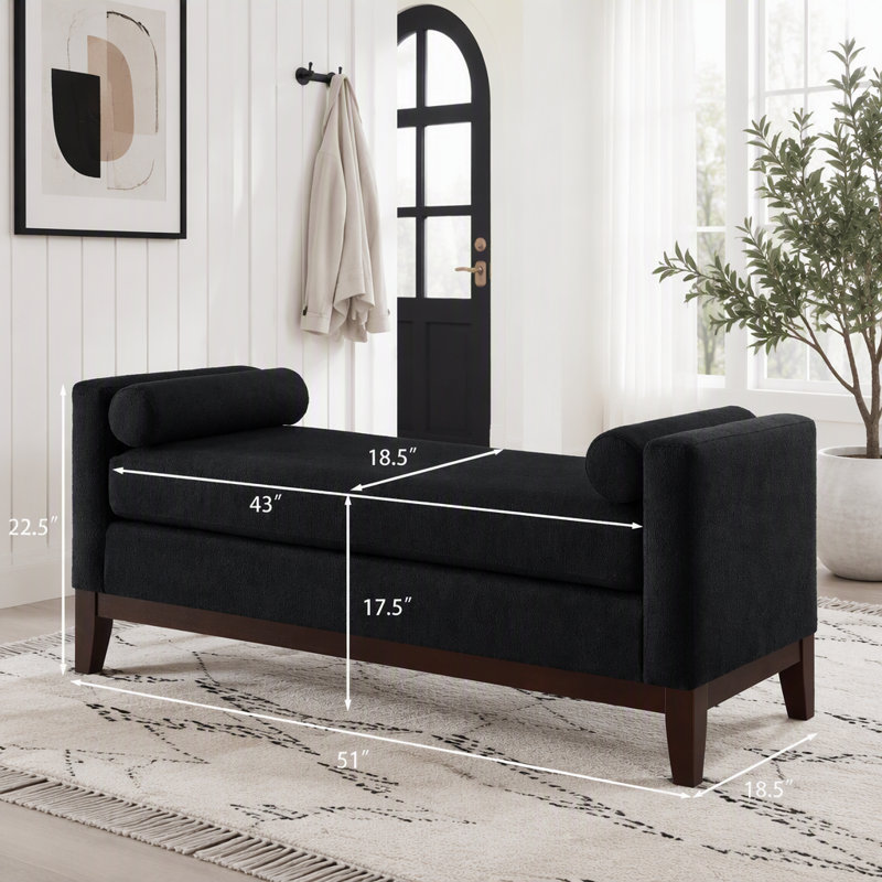 Banc rembourré avec repose-pieds Boucle, Noir