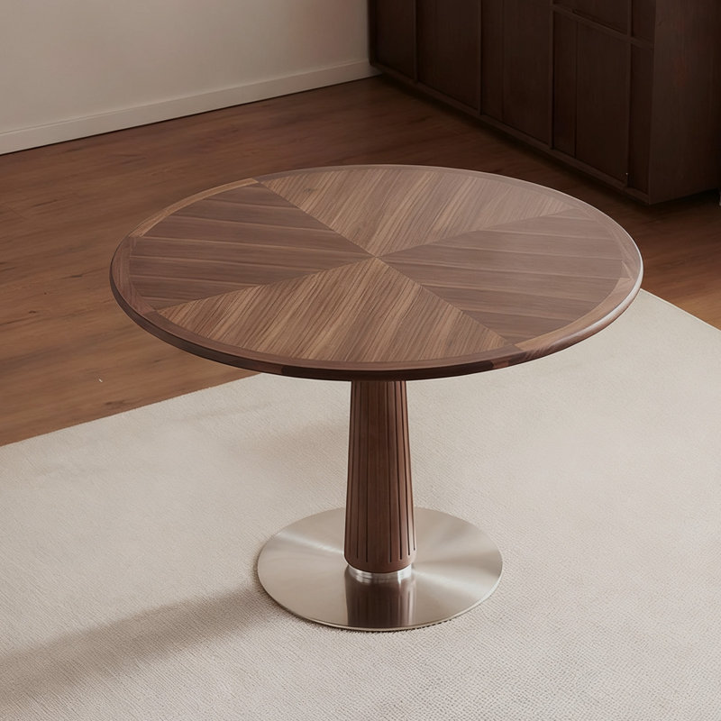 Table de salle à manger ronde en bois massif noyer, H 29,53 po x L 31,5 po x l 31,5 po