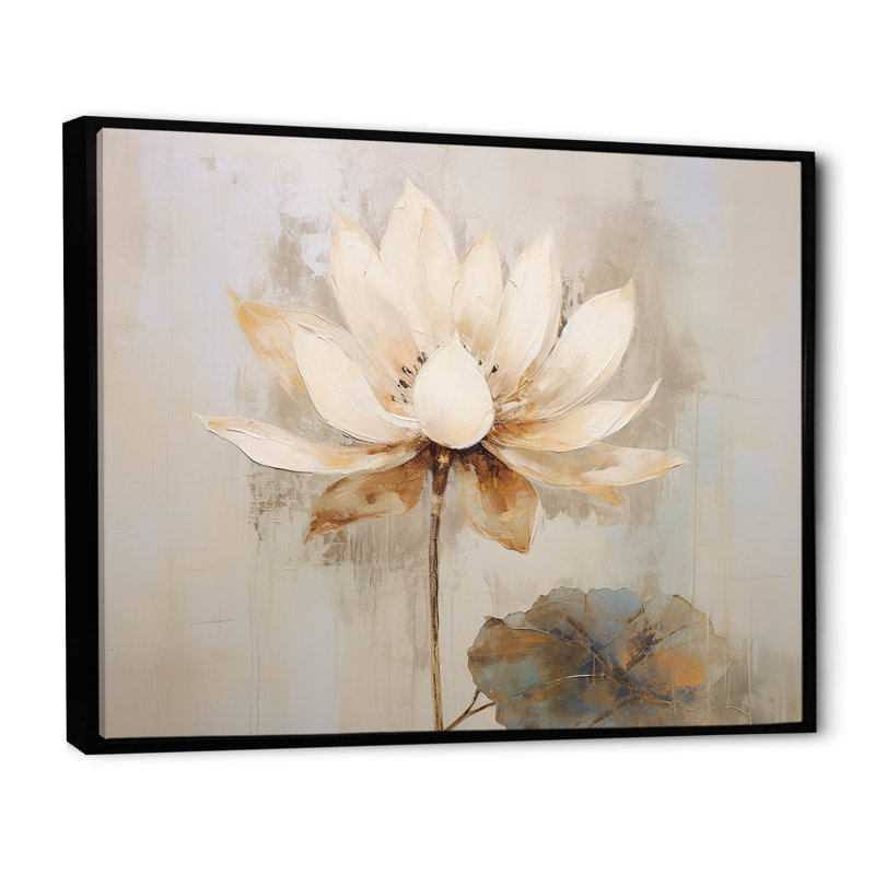 Antique Lotus Connection II sur impression sur toile, Cadre flottant noir, H 12 po x l 20 po x P 1 po