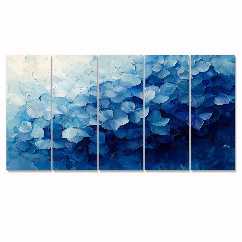 Velours hortensia lignes de grâce - hydrangées murales - Art mural traditionnel, H 32 po x l 80 po, 5