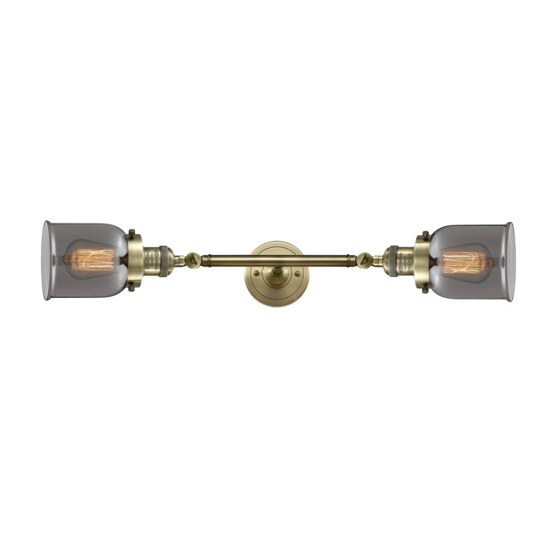 Éclairage pour meuble-lavabo à intensité variable 2 lumières Latta, Plaqué couleur fumée, Laiton antique noir, Incandescent