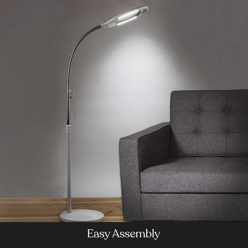 Brightech Husemanview Pro Magnifying Floor Lamp - Hands Free Magnifier With Bright LED Huseman For Reading - Work Huseman With Flexible Gooseneck - Standing Mag Lamp(5 Diopter (2.25X))