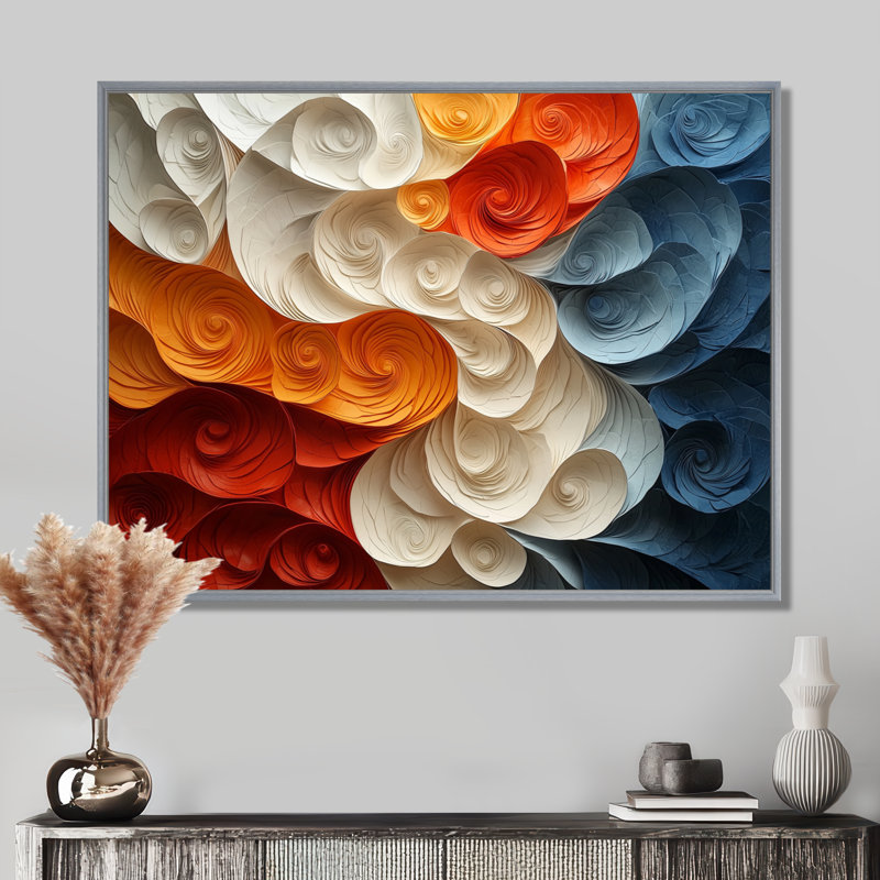 Mauer - Abstract Large Wall Art, Argent argent, Cadre flottant, H 24 po x l 32 po