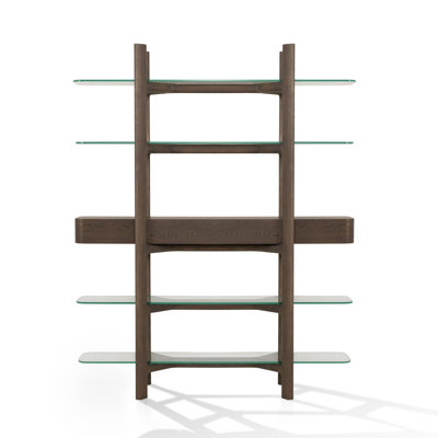 Rinaldi - Mid-century Modern Grey Ash + Glass Bookshelf
