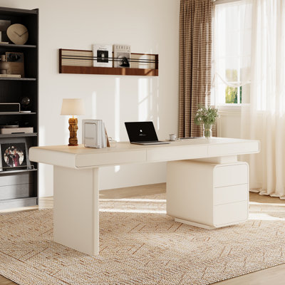 Bureau de rangement moderne et minimaliste avec prises de courant intégrées pour poste de travail à domicile
