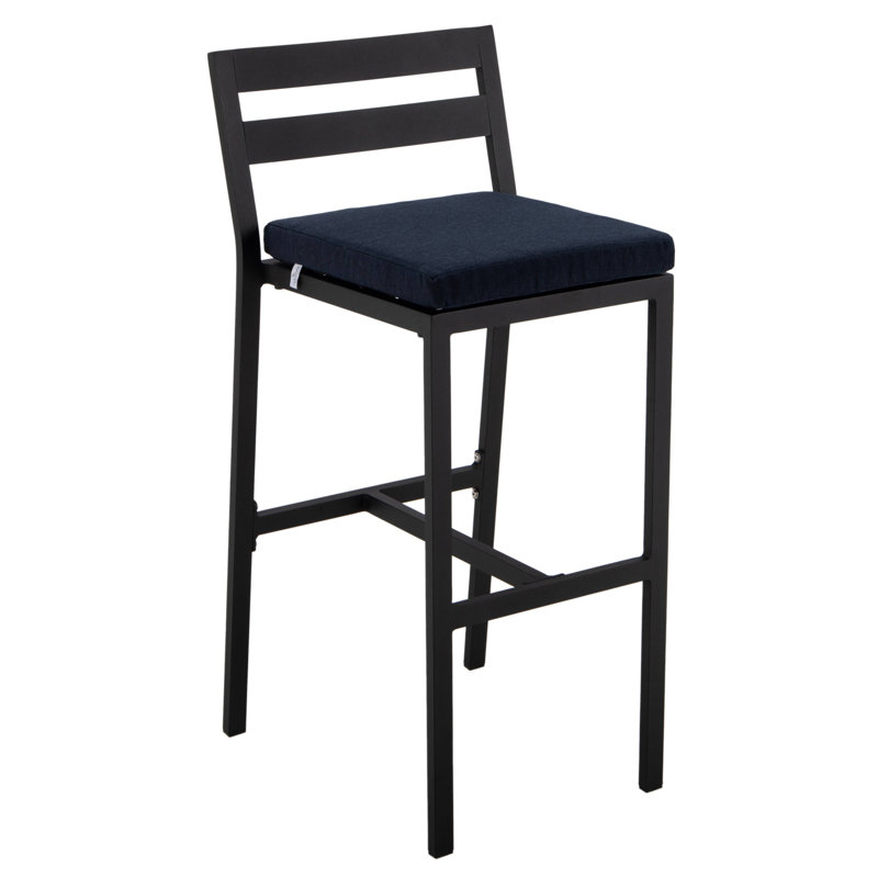 Tabouret de bar Chelsea Patio avec structure en aluminium thermolaqué et coussin amovible, Bleu