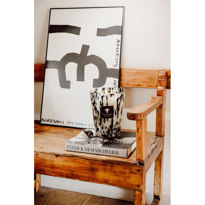 Pearls Black Candle, 13.8" H x 9.36" W x 9.36" D
