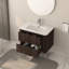 Meuble-lavabo mural de 30 po avec lavabo en céramique blanc, deux tiroirs à fermeture en douceur, noyer foncé, style américain - contreplaqué, tracas - installation pour salle de bain minimaliste intégrée