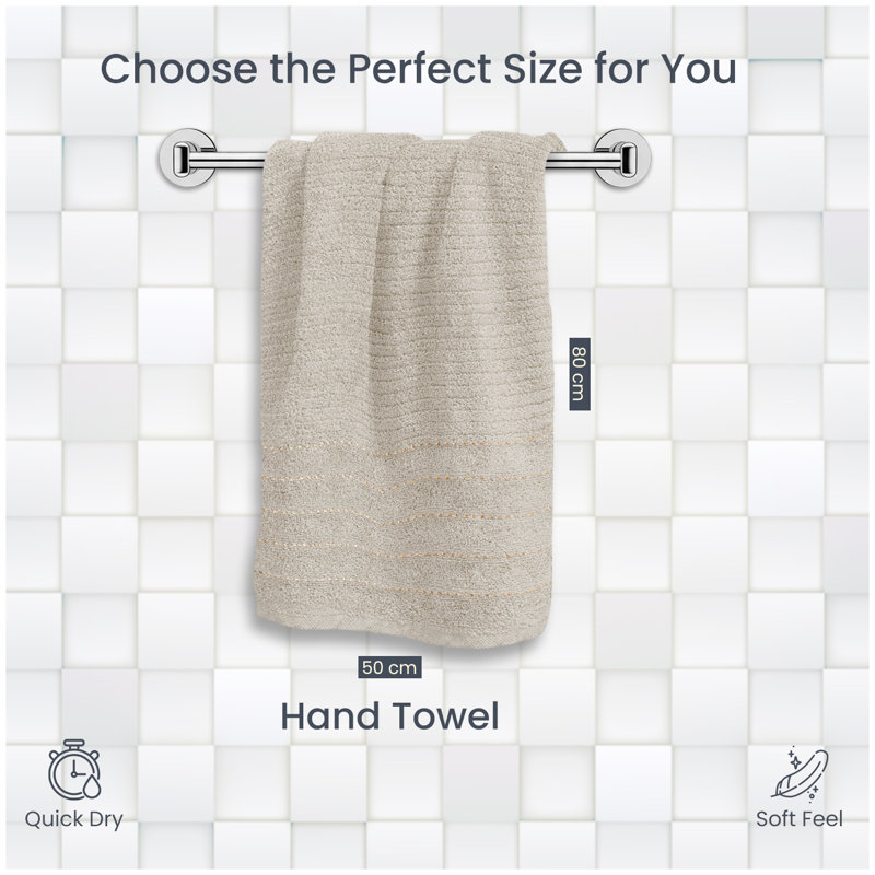 6 Pack Premium Ribbed Cotton Towels, Everyday Comfort Hand, Bath Towels & Sheet, Soft Feel, Quick Dry & Highly Absorbent