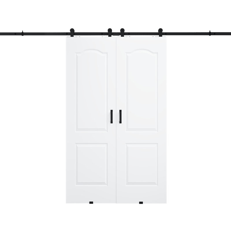 2 x 24 po x 80 po 2 panneaux de porte blancs préfinis avec toute la quincaillerie de porte de grange, 48in.x 80in.