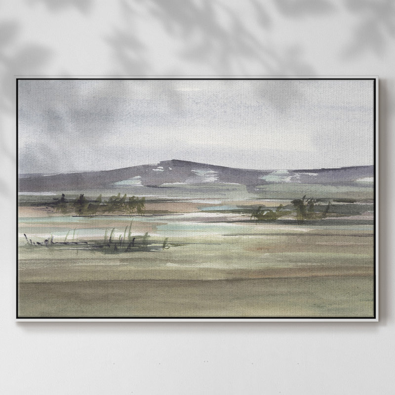" Muted Marsh I " Print, 25" H x 37" W x 2" D, White Framed Canvas