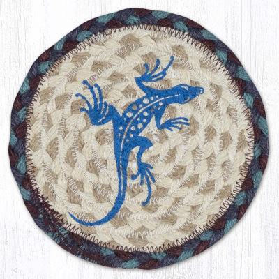  Lodge-Style Southwestern Gecko Round Coaster – 7" H Rustic Table Protector