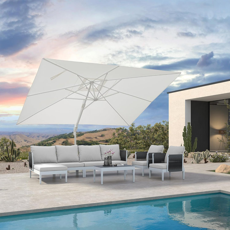 304cm X 396cm Rectangular Cantilever Parasol, White