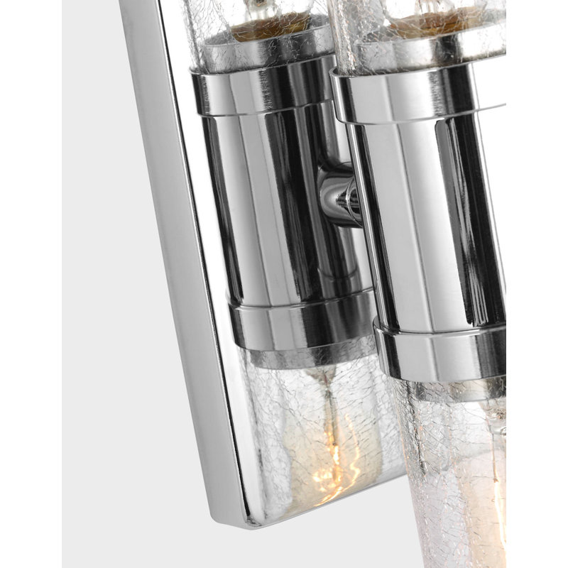 Keaton Two Light Vanity, Crackle, 16" H x 5" W x 3.63" D, Chrome