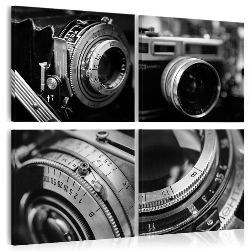 Appareils photo rétro 4 pièces, H 16 po x l 16 po x P 0,7 po