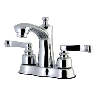 Robinet de salle de bain central à 4 poignées à 3 trous à fixation sur le comptoir avec poignée escamotable en laiton Kingston