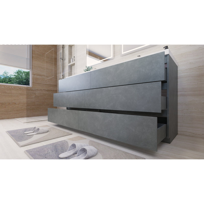 Ensemble de meuble-lavabo double 72 po Boularderie, Gris ciment