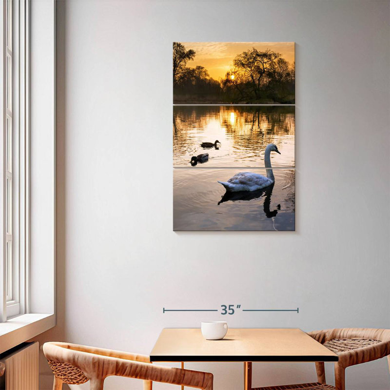 Brampt Vondelpark Swans At Sunrise, 57" H x 36" W