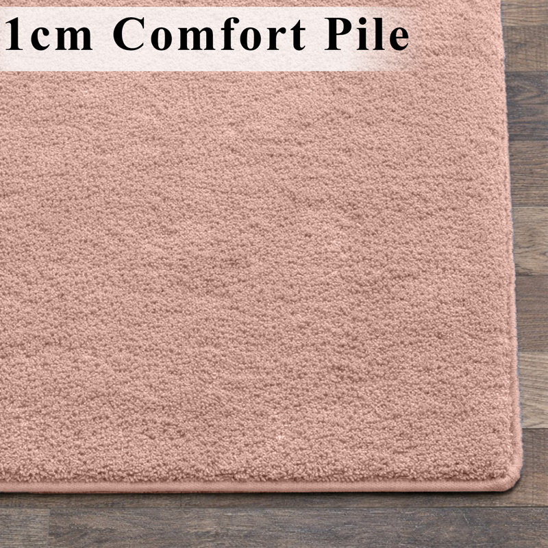 Luxury Pashmina Rug High Low Pile Bedroom Carpet , Light Pink, 60x120 cm