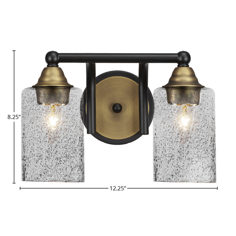 Michell 2-Light Bath Bar, Smoke Bubble, Matte Black/Brass
