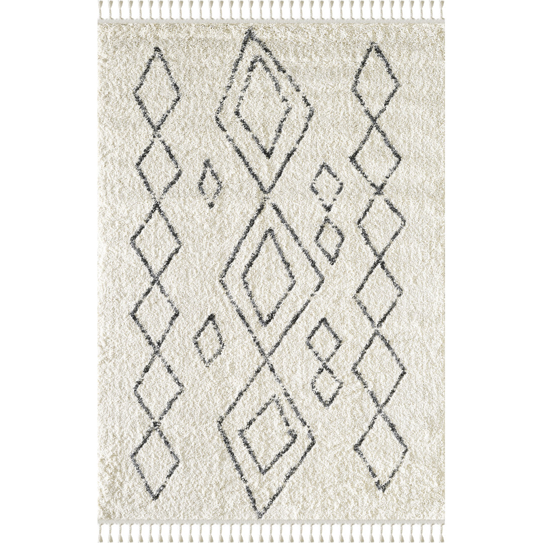 Abani Willow Wil130a Moroccan Diamond Print Ivory And Grey Area Rug Union Rustic Rug 