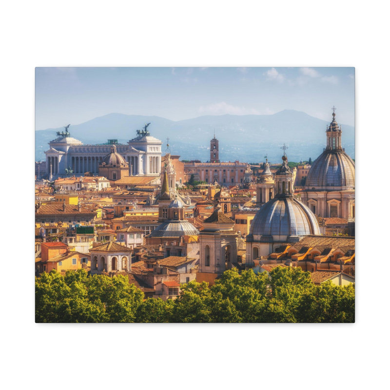 Toile de Rome à l'horizon, paysage urbain époustouflant, H 18 po x l 24 po