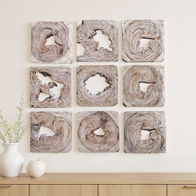 Ensemble de 9 décorations murales en bois