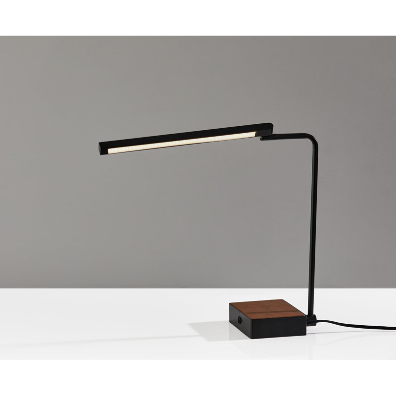 Kayal Adjustable Metal USB Desk Lamp, Black/Camel, 24.5" H x 6" W x 24" D