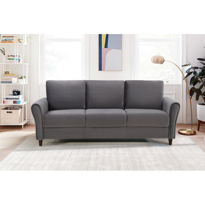 Canapé en velours à accoudoirs évasés 80,31 po, Polyester gris