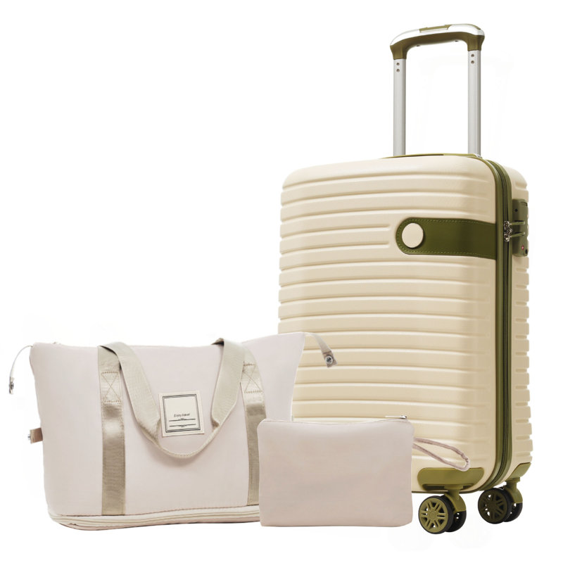 Ensembles de valises 3 pièces, valises de transport en plastique rigide à roulettes 22 po x 14 po x 9 po, approuvées par les compagnies aériennes, 20 pouces