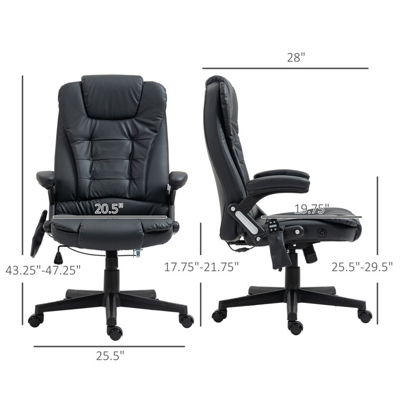 Fauteuil de massage chauffant à haut dossier, fauteuil chauffant, Black