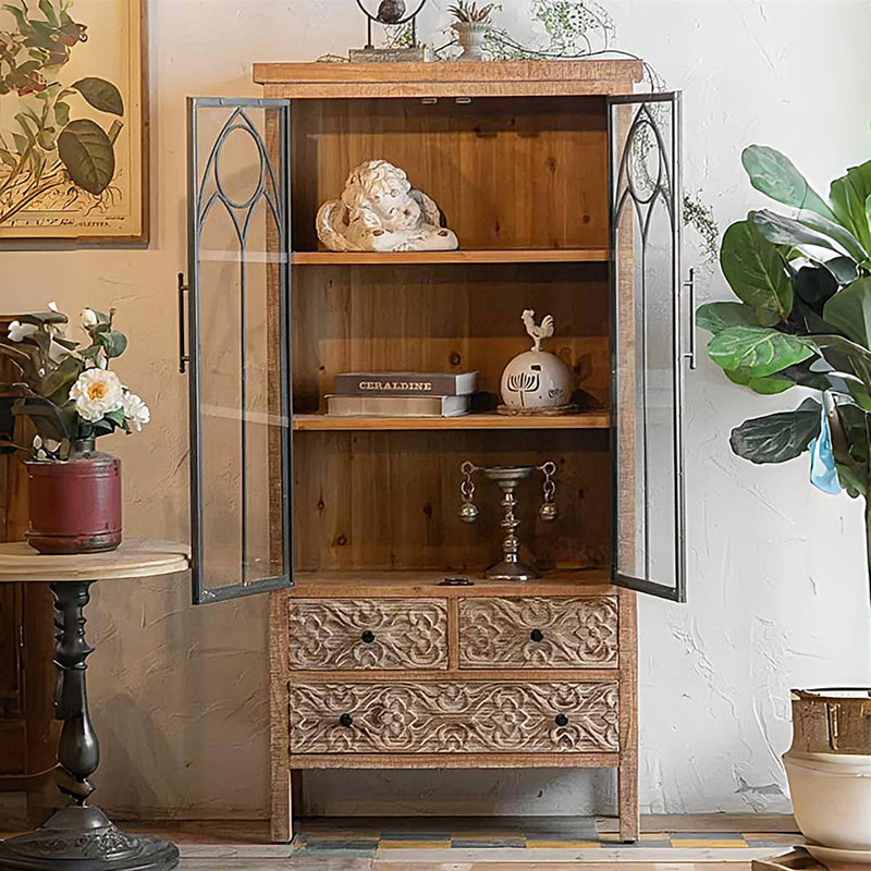 Buffet décoratif rétro en bois de noyer massif
