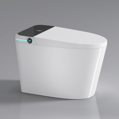 Modern Smart Toilet With Bidet Seat Built-In, Intelligent Toilet  Auto Open/Close Seat, Foot Sensor, LED Display,Night Light, Warm Water & Dryer,White
