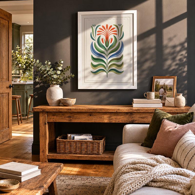 Symmetry in Bloom Botanical - Framed Print, A4 - 29.7 x 21.0 cm, White