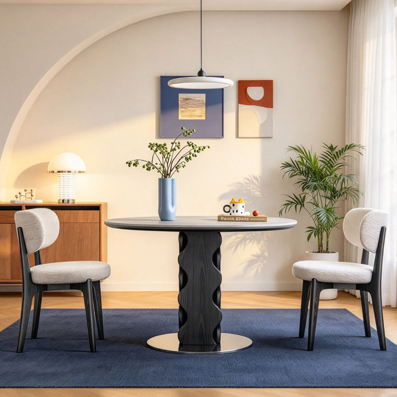 Concrete Top Dining Set, 29.5" H x 43.3" W x 43.3" D, 5
