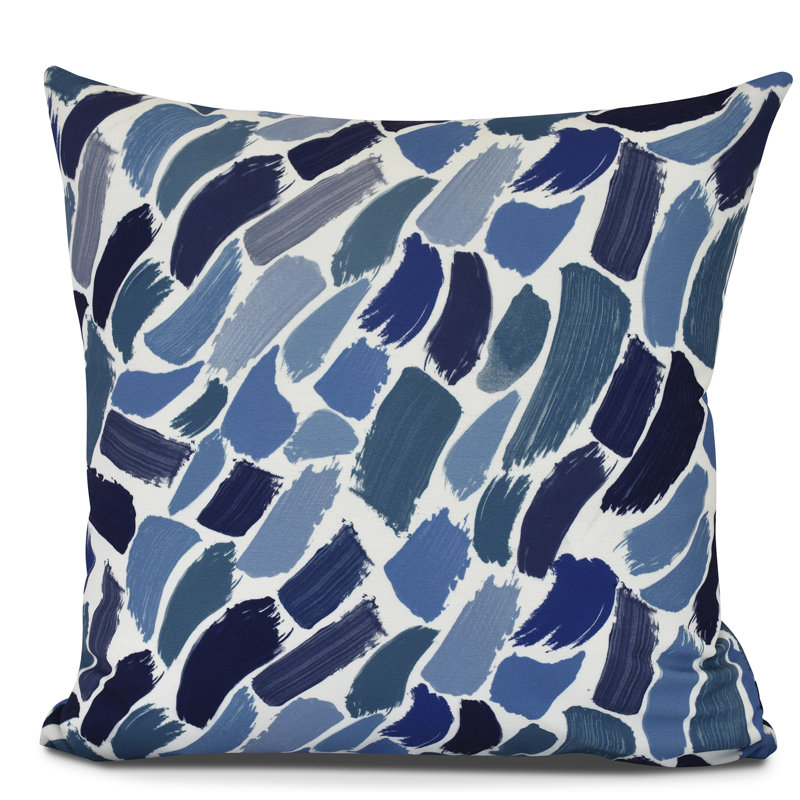 Goals, Gourds, And Gatherings Abstract Outdoor Reversible Throw Pillow, 20" H x 20" W, Blue