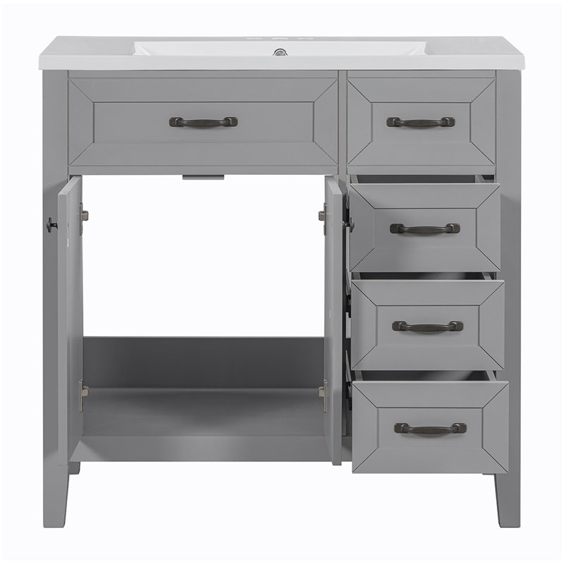 Elzadie Single Bathroom Vanity with Ceramic Top, Gray