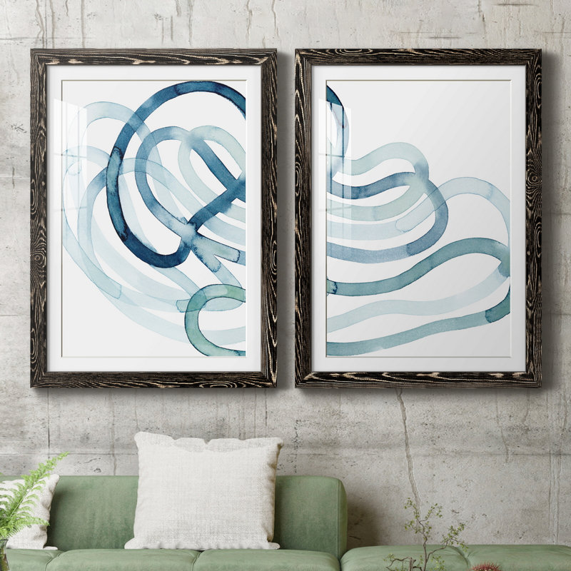 Lazuli III - ensemble de 2 reproductions d'art sur papier encadré, H 31,5 po x l 43,5 po x P 1 po, Noir