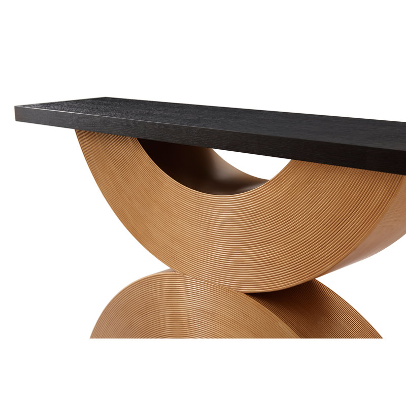 Jamie Drake Oak and Gilt Reed Console Table