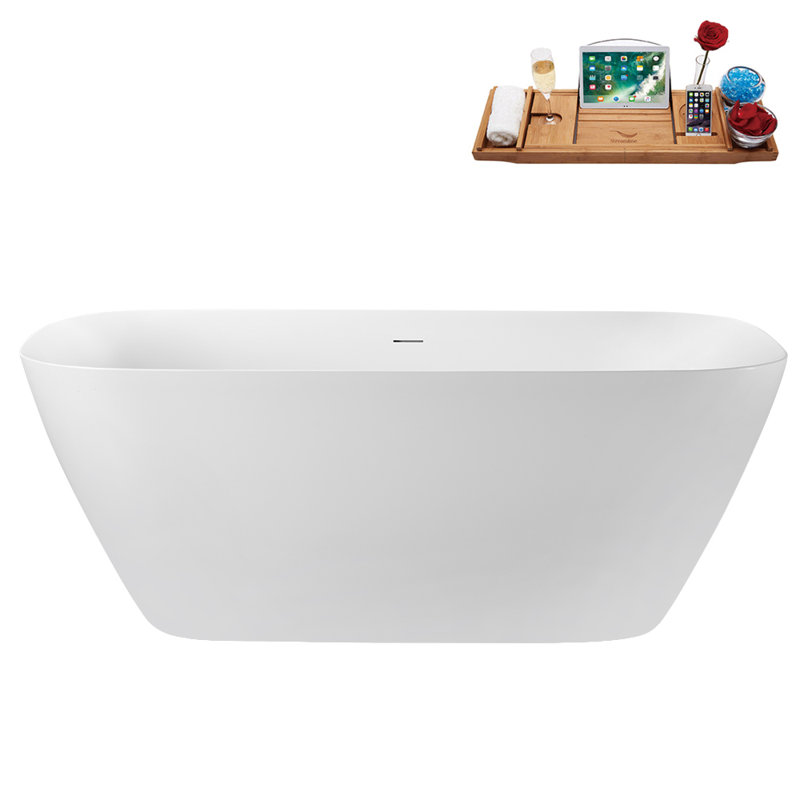 Baignoire autoportante de 63 po avec drain interne Streamline, Or brossé