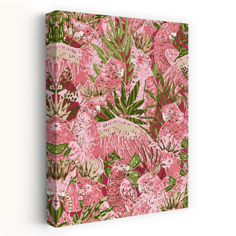 Impression d'art mural rose, nature, oiseau sauvage, jungle, 60" H x 40" W