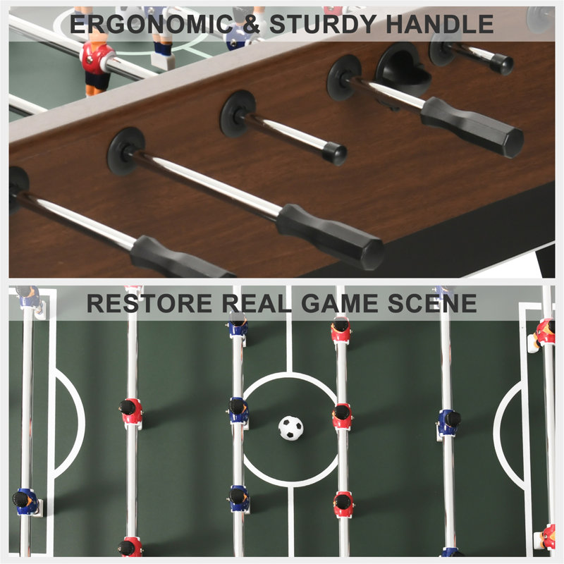 RayChee 58'' Foosball Table, Competition Soccer Table Game with 2 Balls, Leg Levelers and Telescopic Rods, Brown