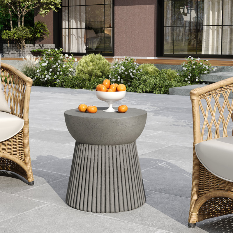 Kaiden Lightweight Concrete Side Table, Gray