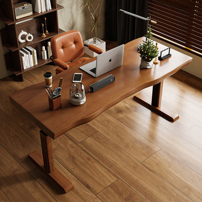 Bureau rectangulaire en bois massif noyer